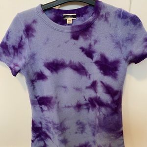 J Crew cashmere short sleeve sweater deep gorgeous purple tie dye xxx